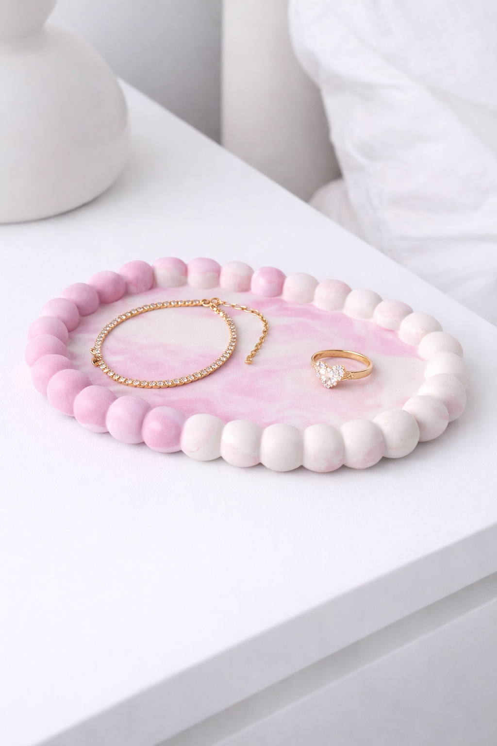 Sieraden bubble plate Wit/Roze💗